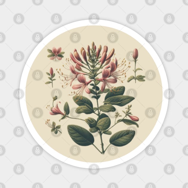 Vintage Native Honeysuckle Botanical Magnet by Nancy 